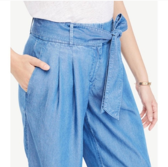 Paper Bag Chambray Wide Leg Pants - Picture 7 of 8